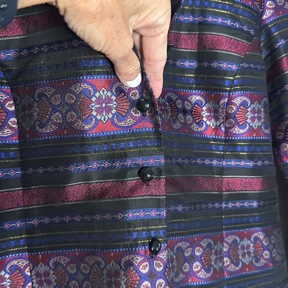 Talbots Silk Blazer Paisley Jacket Button Up Party Classic Evening Purple Size 6 - Picture 4 of 7